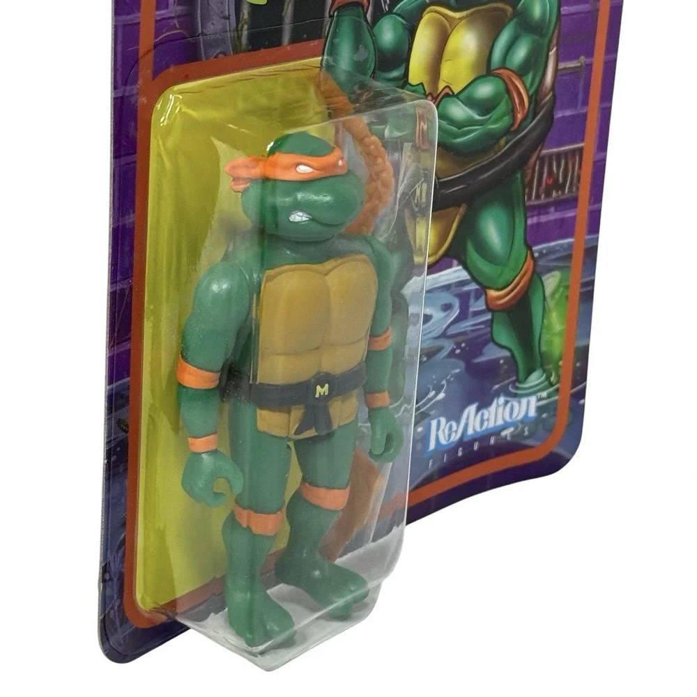 TMNT Super 7 MICHELANGELO ReAction Figure 🐢 NEW 🐢 2019 Turtle Power !!!